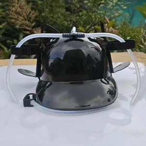 Casque à bière nouveauté avec porte-gobelets et pailles pour fête en plein air drôle chapeau détail