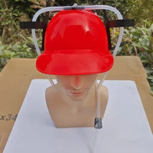 Casque a biere nouveaute chapeau de boisson rouge avec supports pour fete en plein