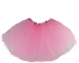 Pink mesh tutu skirt detail view, lightweight layered tulle party dress for women and kids.