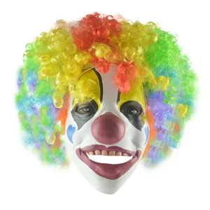 Kleurrijke afro pruik clown masker voor Halloween feest grappige pranks en verkleedpartijen