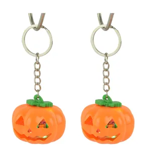 Halloween LED pumpkin keychain spooky glowing pendant party gift souvenir light up charm