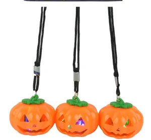 Halloween LED glowing pumpkin pendant necklace flash light party flashing hanging jewelry gifts