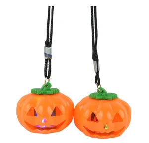 LED Glowing Pumpkin Pendant Necklace Halloween Costume Party Light Up Decor Accessories Gift