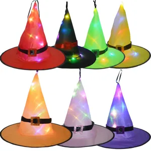 Halloween Leuchtender Hexenhut LED Beleuchtet Zauberer Hüte Party Hängende Dekoration Festival Kostüm Requisiten