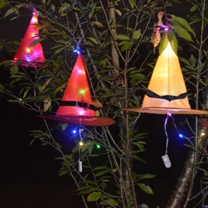 Halloween leuchtende Hexenhut Hängend Dekoration mit LED Lichtern für Party 1Stk