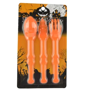 Halloween plastic cutlery set spooky bone shape fork spoon tableware party decoration 3pcs