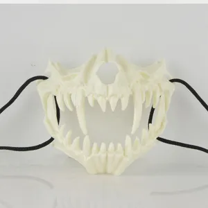 Halloween bone skull half mask monster animal jaw cosplay scary party costume props decoration