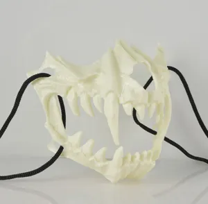 Halloween skull half mask, creepy dragon bone monster jaw costume accessory for party cosplay.