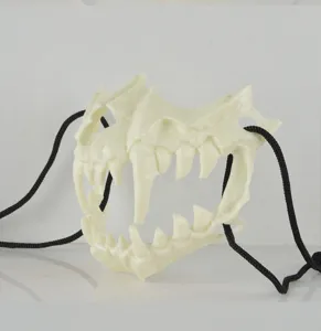 Halloween animal skull jaw mask scary demon bone mask cosplay party costume accessory detail