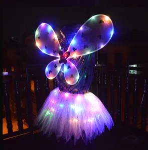 LED glowing butterfly wings and tutu skirt set for kids, perfect for party and holiday dress up.