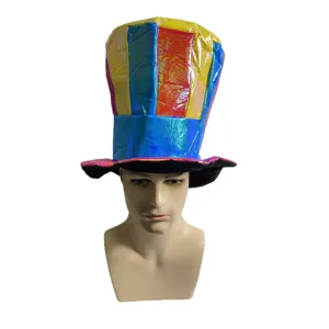 Colorful holographic top hat for festival party costume dress up magician clown show prop headwear