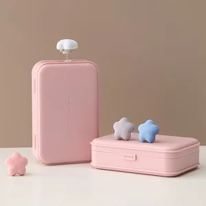 Roze dekbedovertrek houder set met opbergdoos, naaldvrije dekbed clips voor de slaapkamer.