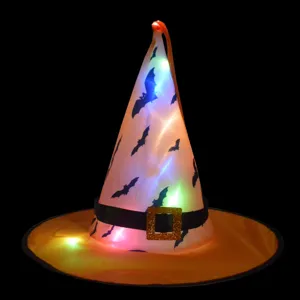 Chapeau de Sorcière Lumineux LED d'Halloween Décoration de Fête Festival Accessoires de Costume de Sorcier