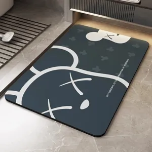 Tapis de bain antidérapant avec design artistique, tapis absorbant et à séchage rapide.