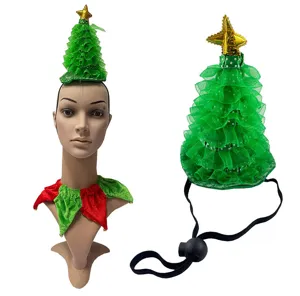 Mini sombrero de arbol de navidad con cuello de duende, accesorio festivo para fiestas.