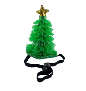 Diadema de árbol de navidad malla verde sombrero fiesta festival vestir bonitos accesorios de fotos