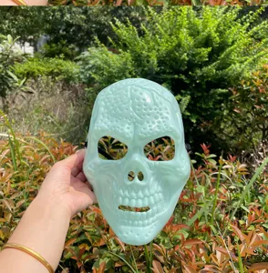 Halloween scary skull full face mask for masquerade party, spooky ghost costume prop.