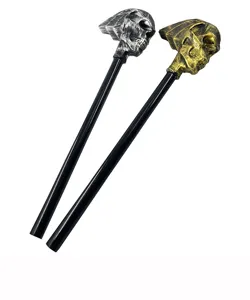 Scettro teschio di Halloween bastone da passeggio cosplay faraone mago set due pezzi
