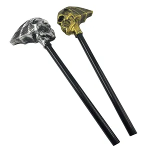 Bastone da passeggio teschio Halloween verga mago accessorio festa gotico costume oro argento