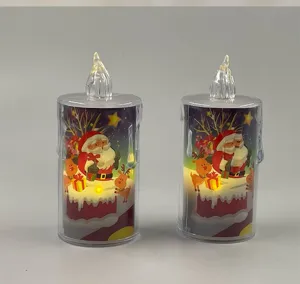 Weihnachtliche LED elektronische Kerzen mit Weihnachtsmann, flammenloses Licht für Party.