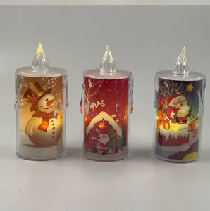 Weihnachten LED elektronische Kerzenlicht Detail, Schneemann und Weihnachtsmann Muster, Dekor.
