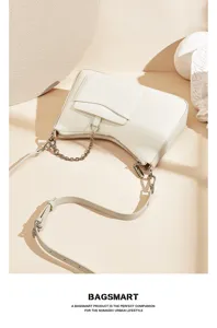 Close-up view of the premium leather crescent shoulder bag showcasing fine texture and hardware.