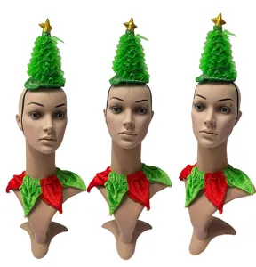 Diadema de árbol de navidad y cuello de duende, accesorios festivos para fiesta navideña.