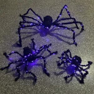 Halloween Gruselig Leuchtende Schwarze Plüsch Spinne Requisiten Leuchtende RiesenSpinne Spukhaus Escape Room Deko Requisiten