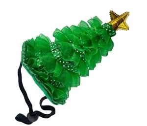 Diadema de arbol de Navidad fiesta festiva aro de pelo lindo chica foto accesorio verde malla
