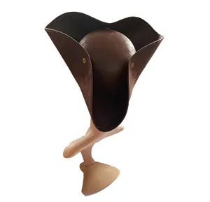 Vintage brown tricorn pirate hat for Halloween costume party, cosplay dress up role play prop.