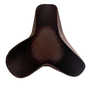 Dark brown leather-like pirate tricorn hat, perfect for Halloween and cosplay parties.