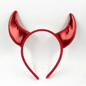 Halloween Devil Horn Headband Red Black Glitter Feather Evil Horn Hair Hoop For Cosplay Party Costume Accessories