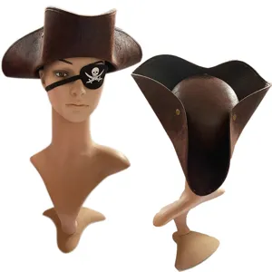 Halloween pirate tricorn hat costume prop for adult party masquerade role play brown