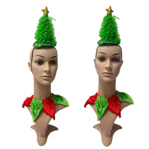 Diadema de árbol de navidad y collar de disfraz para fiesta festiva accesorios de fotos lindos