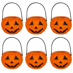 Κουβάς Κολοκύθας Από Πλαστικό Halloween Δοχείο Καραμελών Jack-O-Lantern Φορητή Θήκη για Παιδικό Πάρτι Διακόσμηση