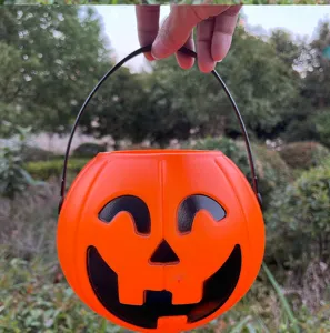 Seau à bonbons citrouille d'Halloween pour enfants lanterne en plastique accessoire