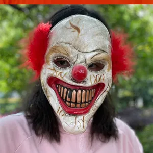Halloween scary clown full face mask, creepy horror costume prop for party and cosplay events.