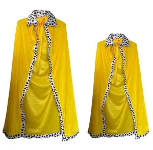 Halloween yellow cape with black white spotted collar for kids adults party costume performance