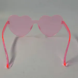 Rosa herzförmige rahmenlose Sonnenbrille mit transparenten Gläsern für Damen Party Brillen.