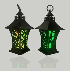 Halloween kasteel LED lantaarn decoratief licht, plastic pompoen feest rekwisieten 2 stuks.