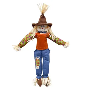 Poupee epouvantail de fete des recoltes decoration automne Halloween peluche debout