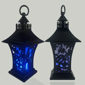 Halloween LED vintage lantaarn decoratie met pompoen en kasteel voor feest decor.