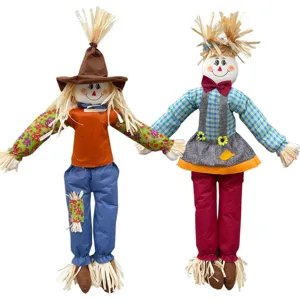 Ensemble de poupées épouvantail debout pour la fête des récoltes décoration d'automne