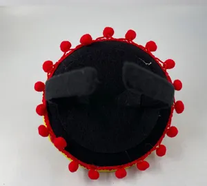 Mini Mexican party hat with red pom poms, festival cute headband for adults, kids and pets.
