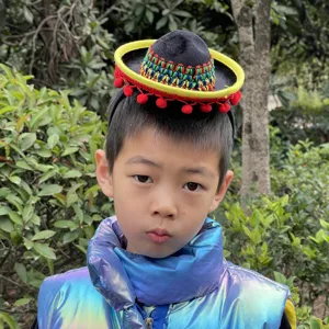 Mexican sombrero headband mini straw hat party festival hair hoop for kids adults costume accessories
