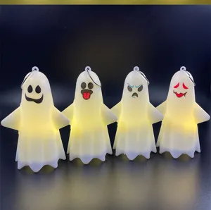 Halloween decorativo simpatico fantasma LED ciondolo luminoso con anello per festa