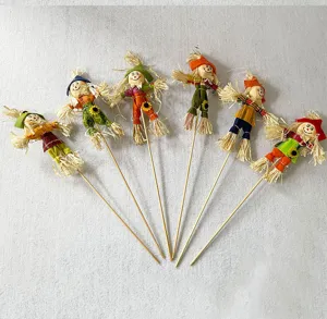 Halloween scarecrow garden stakes set of 6 colorful autumn yard lawn decorative props.