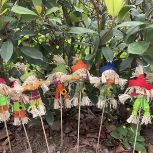 Halloween Scarecrow Decorations Outdoor Garden Yard Lawn Wood Fabric Yard Stakes Fall Autumn Party Layout Props Decor