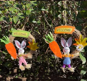 Osterhase Hängedkranz Dekoration, rustikales Feiertags-Türschild mit süßem Hasen Möhren Dekor.