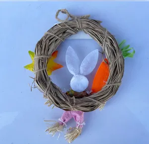 Osterhase Strohkranz Hängedekoration Skandinavischer Stil Haus Anhänger Frühlingsfest Ornament
